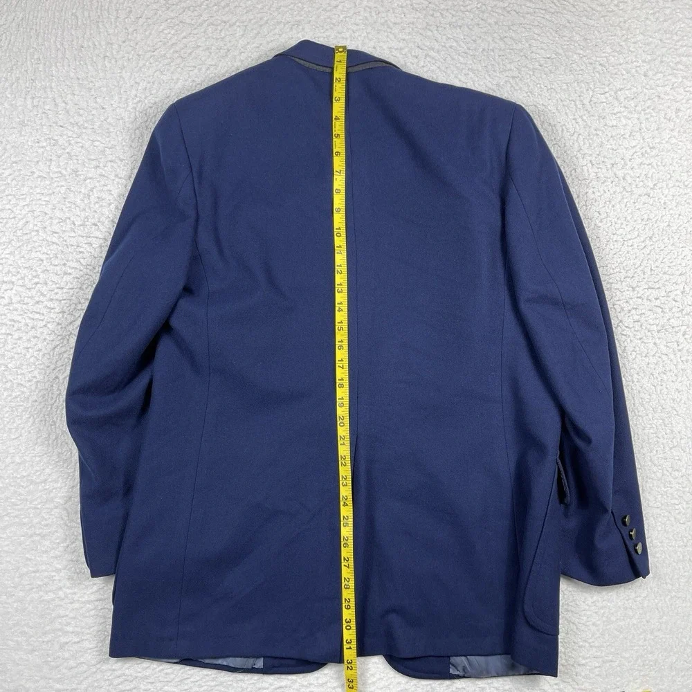 Thos Stuart Blazer Men XL Navy Blue‎ 100% Cashmere VTG Sport Coat Patch Pocket